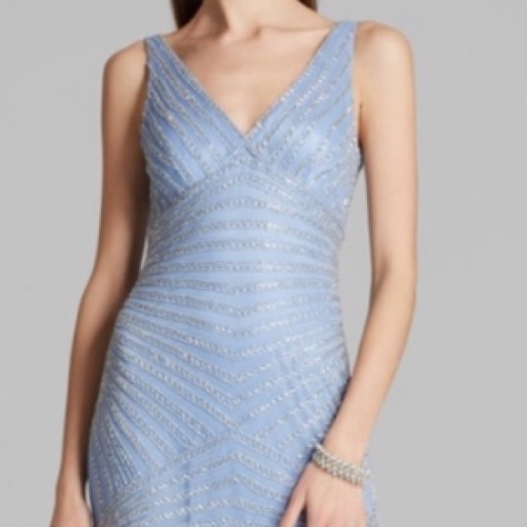 Adrianna-Papell beaded V-neck sleeveless long gown - Picture 4 of 4